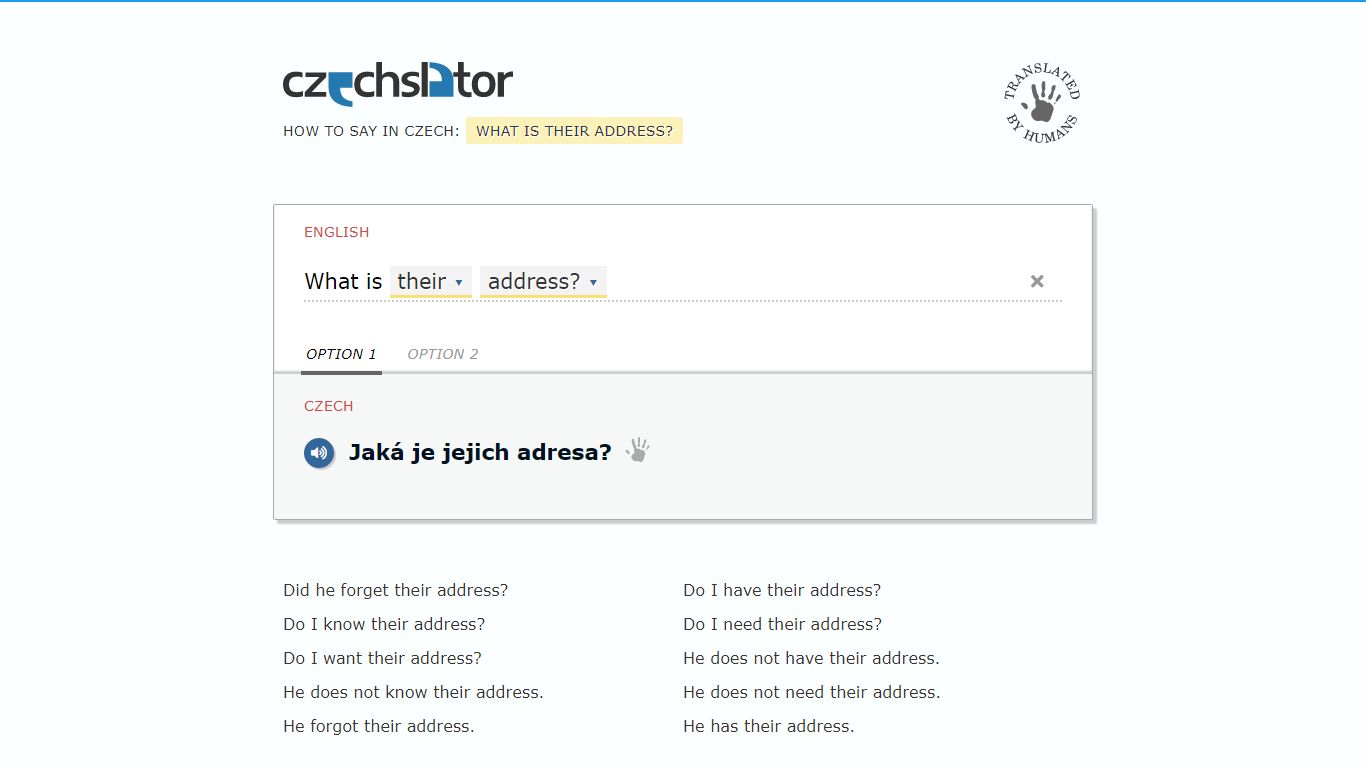 How to say in Czech: What is their address? - Czechslator